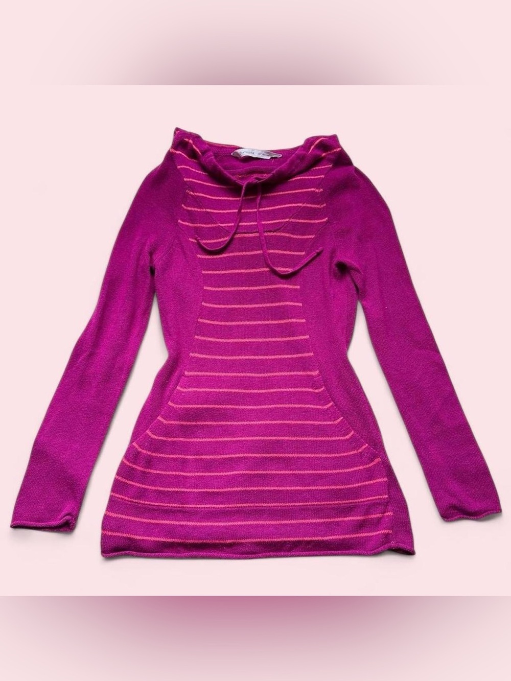 Athleta Magenta Pink Striped Hooded Cotton Cashmere Blend Sweater XS